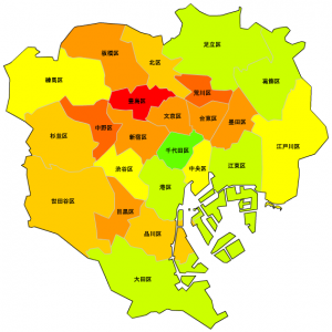 東京23区人口密度マップ
