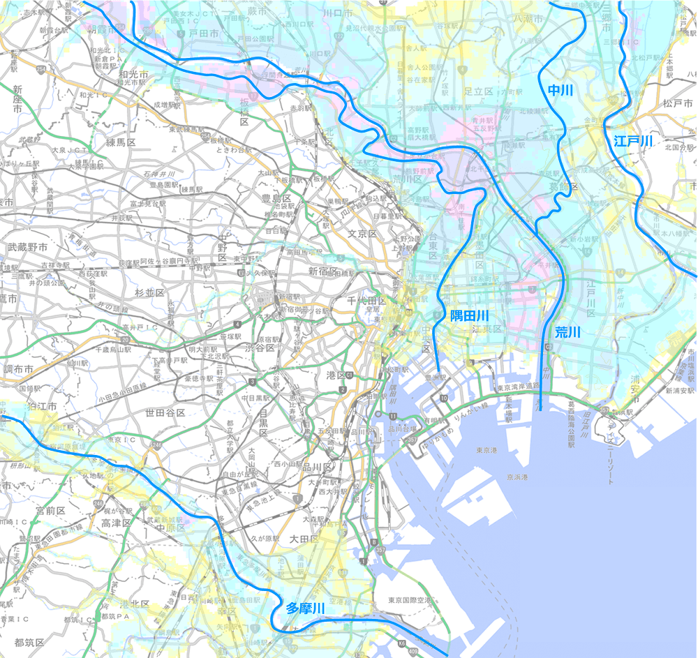 東京23区-洪水浸水マップ