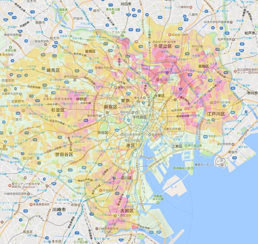 東京23区-災害時危険度マップ