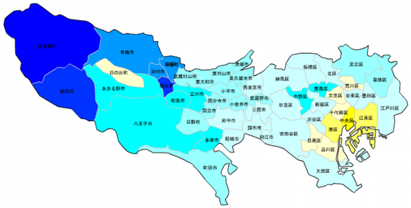 東京の人口予測_増減マップ_年齢別_20代