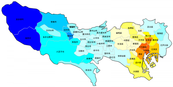 東京の人口予測_増減マップ_年齢別_50代